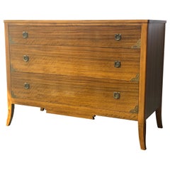 Vintage Early American Style Dresser with Brass Accent with Dovetailed Drawers