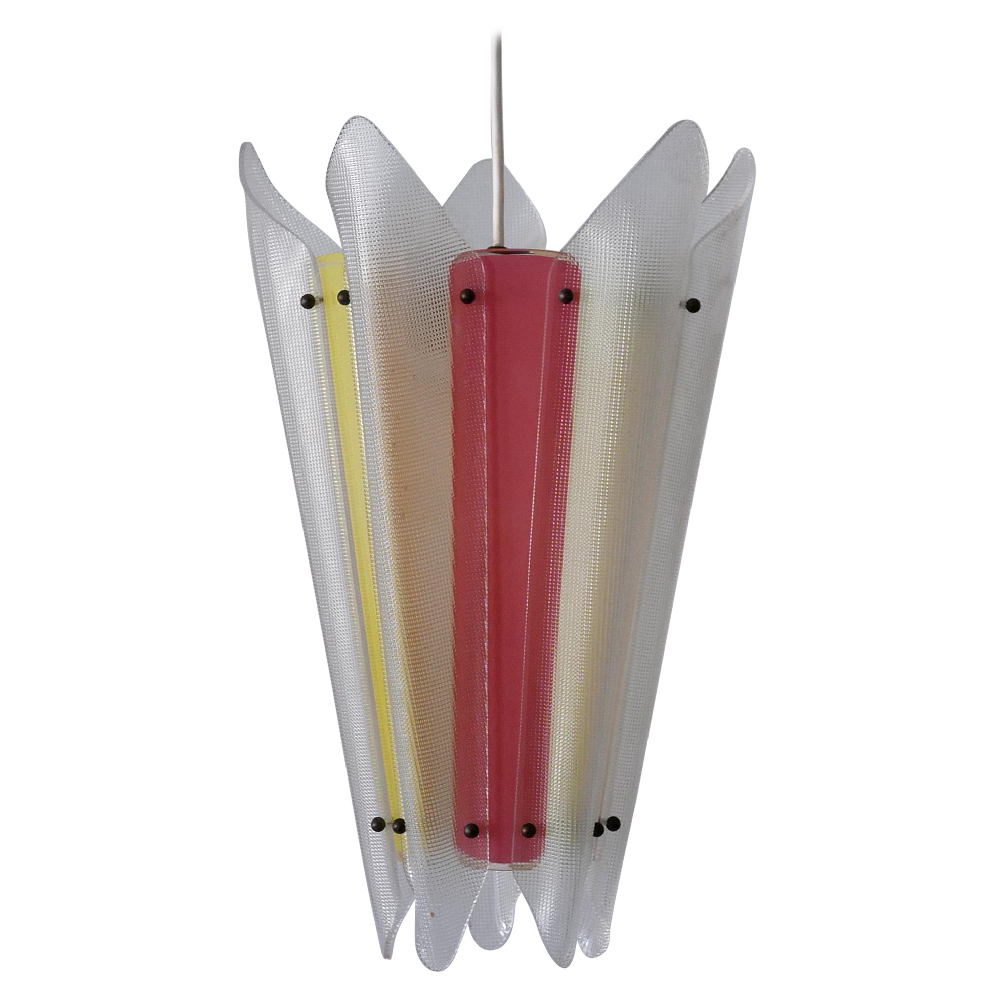 Rare Mid-Century Modern Multi-Colored Lucite Pendant Lamp Germany 1960s For Sale