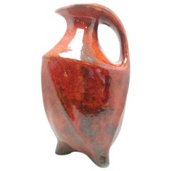 High Gloss Crimson Red Mid-Century Amphora Floor Vase, 1970s
