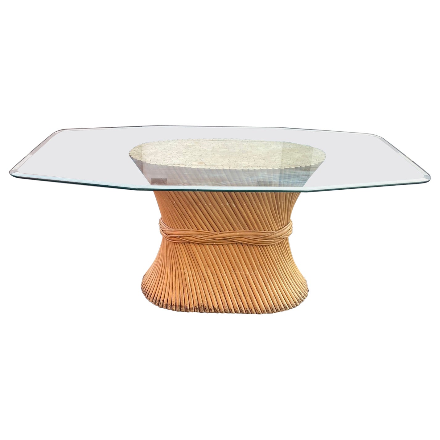Elinor and John Mc GUIRE , Bamboo and Glass Dining Table circa 1970 For Sale