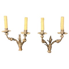 Vintage Elegant Wrought Iron Sconces from a Chateau in Central France, circa 1940/1950