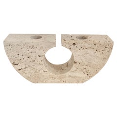 Fratelli Mannelli Travertine Brutalist Candleholder, Made in Italy, circa 1970