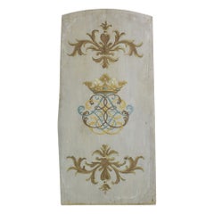 French 19th Century Painted Wooden Panel with Crown