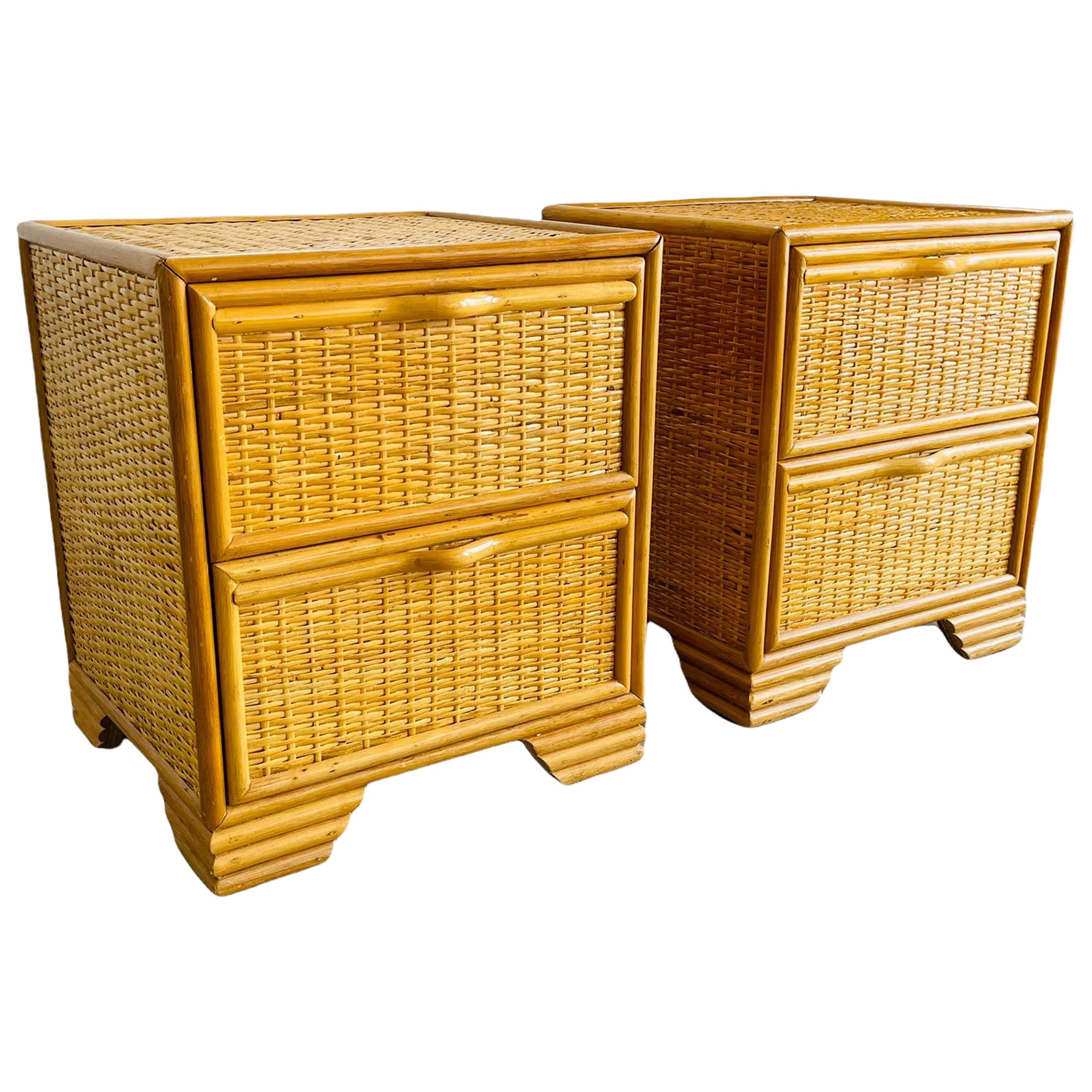 Pair of ThreeDrawer Faux Bamboo Nightstands at 1stDibs