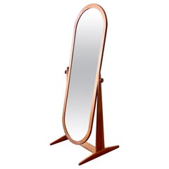Vintage Danish Mid Century Modern Pedersen & Hansen Teak Cheval Adjustable Floor Mirror