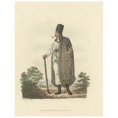 Original Hand-Colored Antique Costume Print of a Peasant from Hungary, 1804