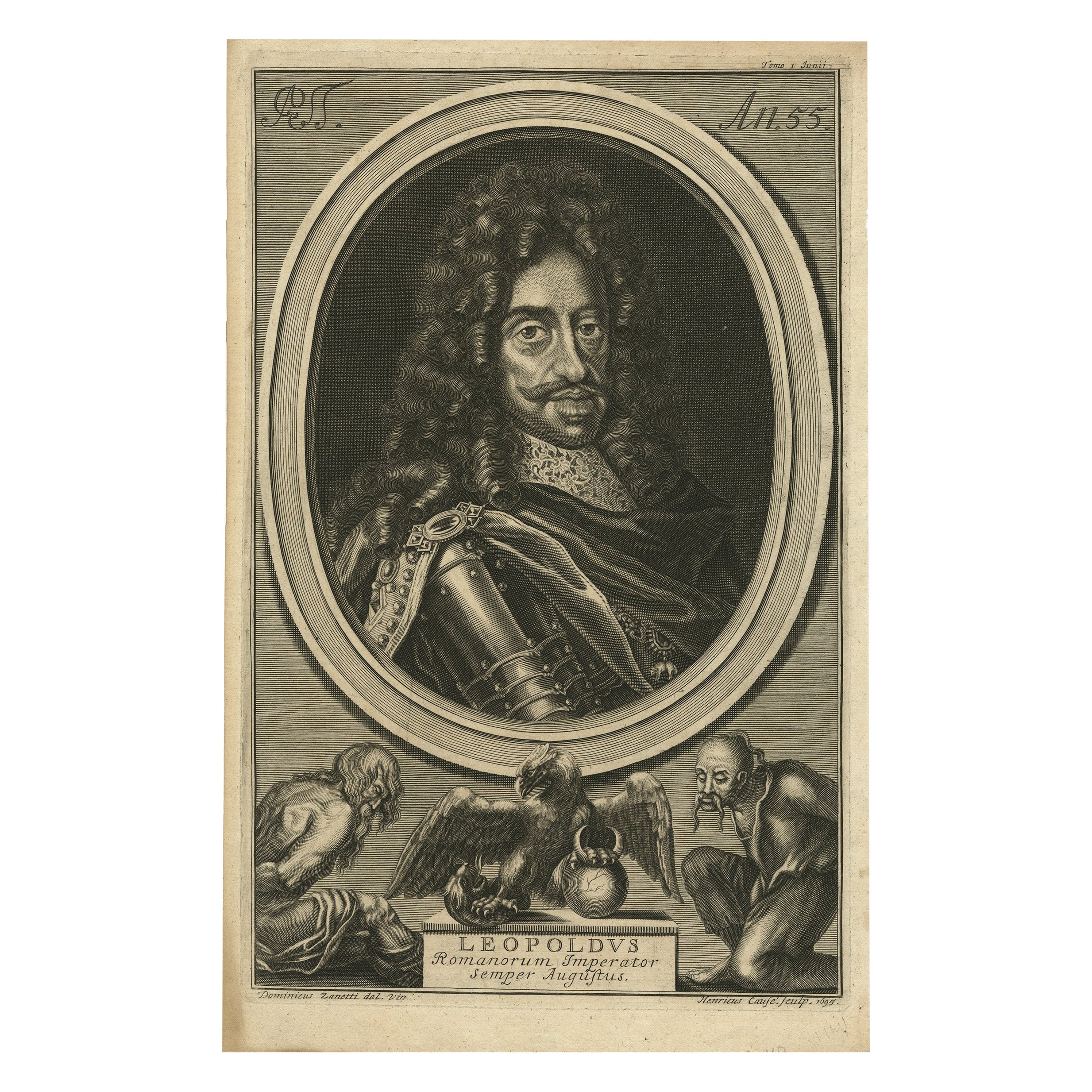 Impression de Léopold Ier, empereur romain, roi de Hongrie, Croatie et Bohème, 1695 en vente