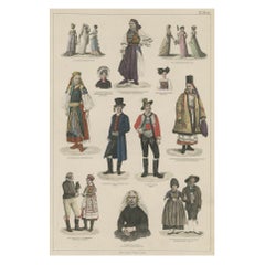 Old Prints of Costumes of Hungary, Tyrol, Sweden, Romania, Holland, Etc., Ca1875
