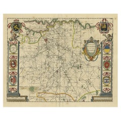 Decorative Antique Map of the Dutch Province of Noord-Brabant, ca.1640