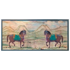 1970s Jaime Parlade Designer Hand Painting "Pair of horses" Oil on Canvas