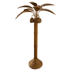 1980s Spanish Woven Wicker Palm Tree Statue