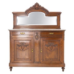 Louis XVI Style Credenza Sideboard French Dresser Buffet with Mirror, circa 1900