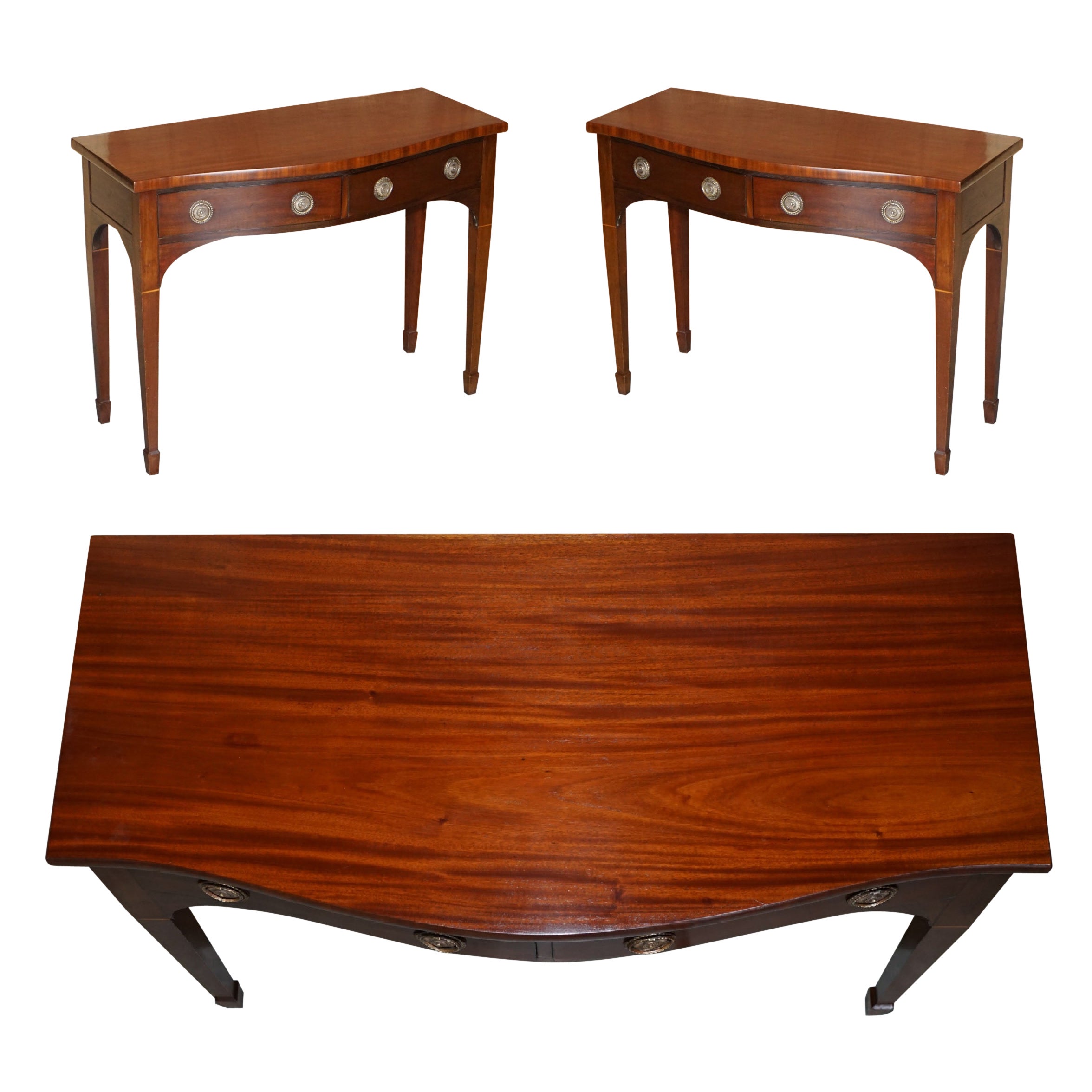 Antique Pair of Full Restored Howard & Son's Console Table Sideboards Stamped For Sale