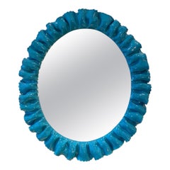Oval Shaped Italian Earthenware Mirror, 1950s