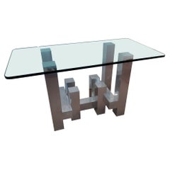 Mid-Century Modern Aluminum and Glass Cityscape Table 