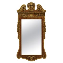 1930s George II Style Walnut and Parcel-Gilt Mirror