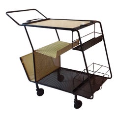 Perforated Metal Bar Cart, Mathieu Mategot Style, 1950s