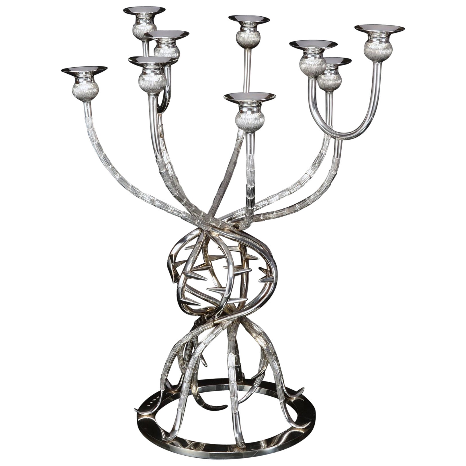 Rare and Large Mid-Century Silver Candelabrum Centrepiece by Gerald Benney For Sale