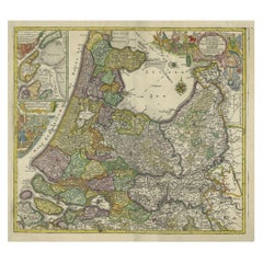 Carte ancienne du nord-ouest des Pays-Bas, incl Texel et Vlieland, vers 1741