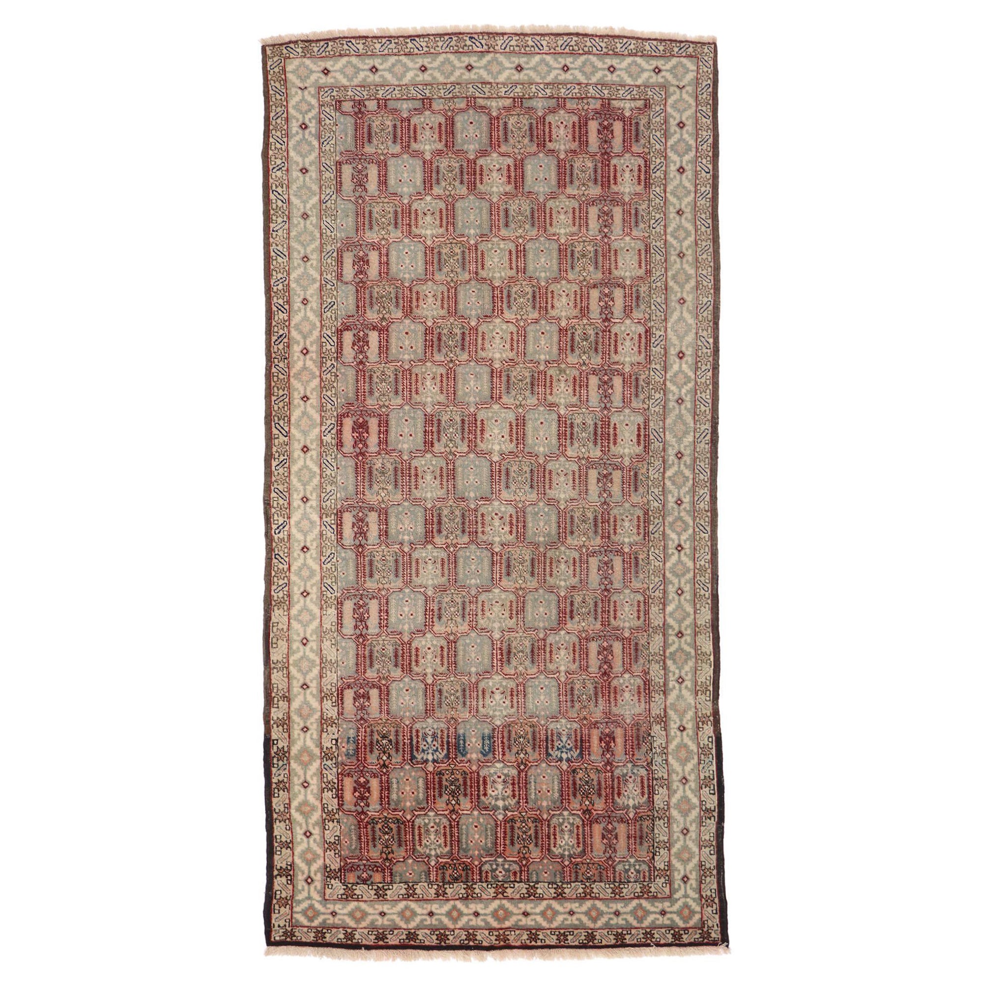Distressed Antique Persian Azerbaijan Gallery Rug For Sale