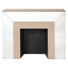 Art Deco Two Tone Plain & Bronze Mirrored Fireplace with Crystal Florets