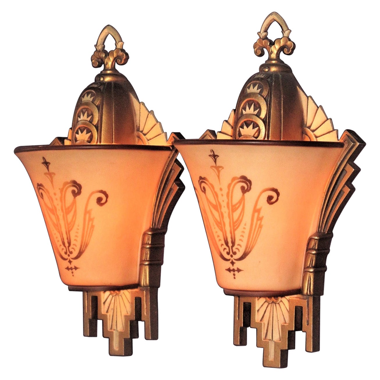 Spectacular Williamson Art Deco Sconces Late 1920s