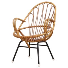 Rohe Noordwolde Bamboo Arm Chair with Decorative Back and Black Legs