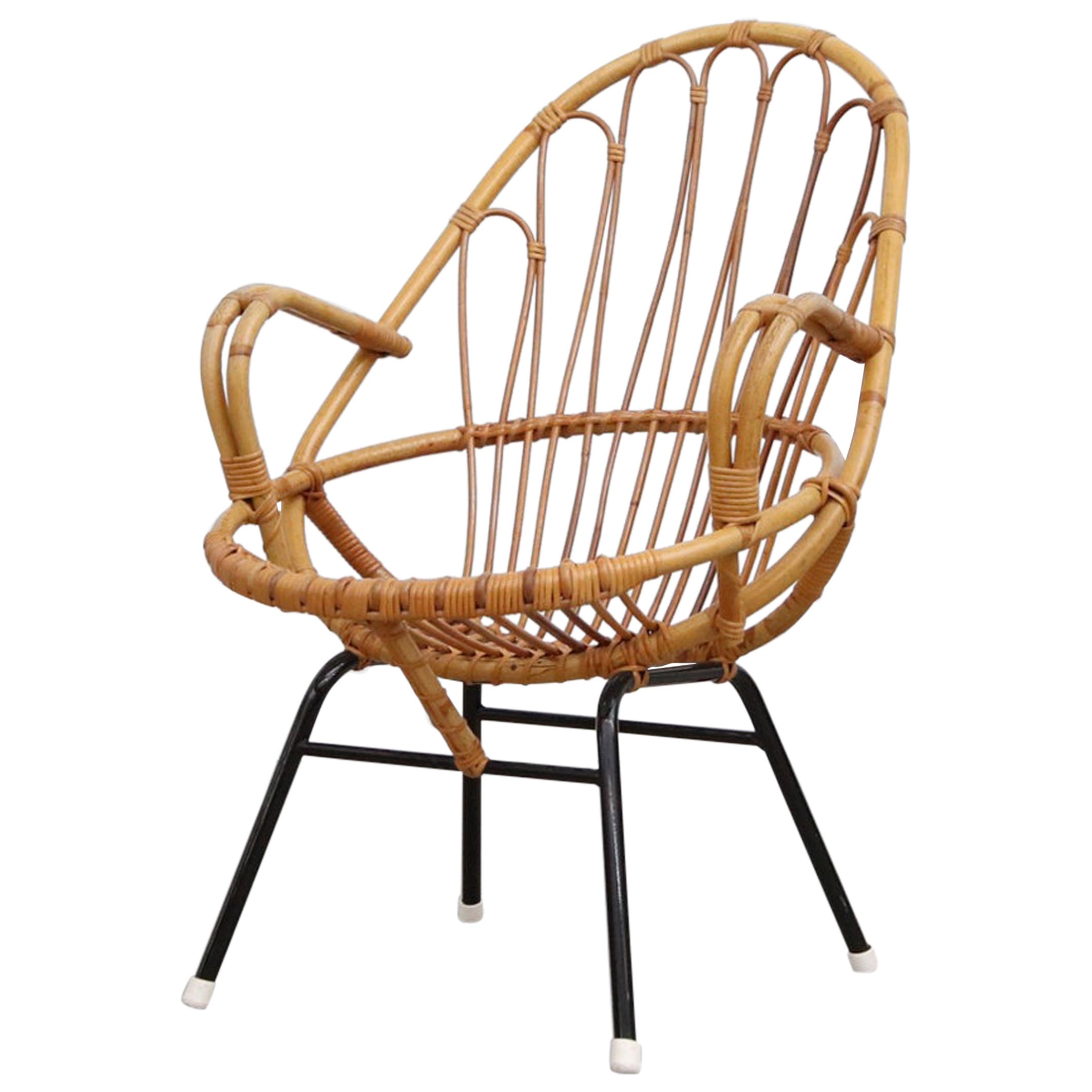 Rohe Noordwolde Bamboo Armchair with Decorative Back and Black Legs