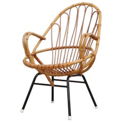 Rohe Noordwolde Bamboo Armchair with Decorative Back and Black Legs