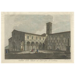 Antique View of the Church of Cortona, a Town and Comune Arezzo, in Tuscany, Italy, 1800