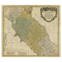 Map of Central Italy with a Cartouche Showing the Arms of Rome and Tuscany, 1748