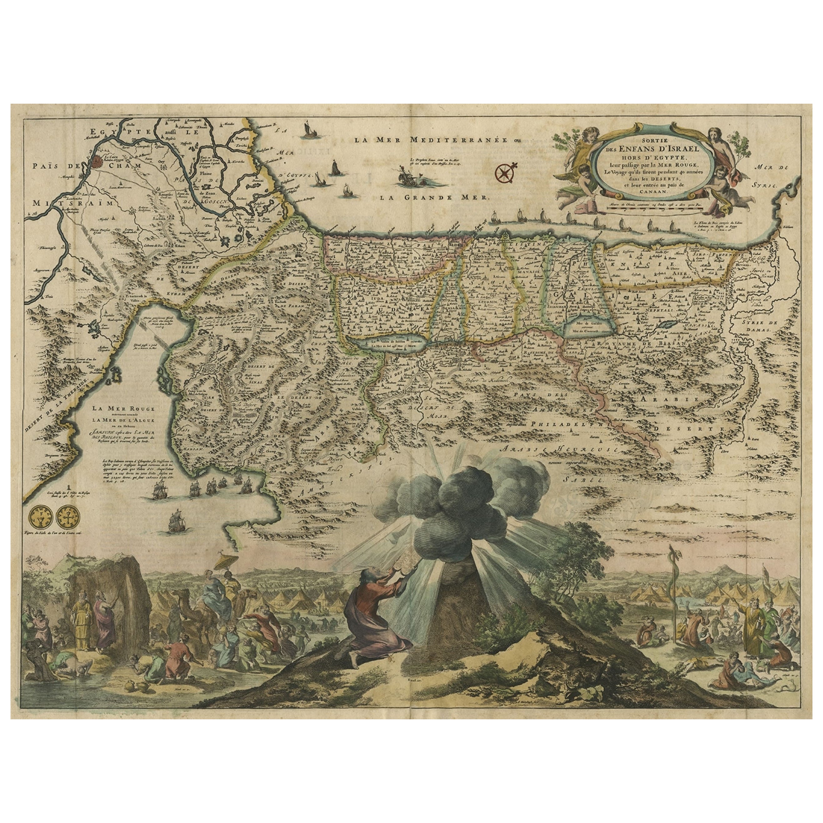 Antique Map of the Departure of the Children of Israel for Egypt, 1669