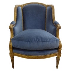 19th Century French Louis XVI Style Giltwood Bergere