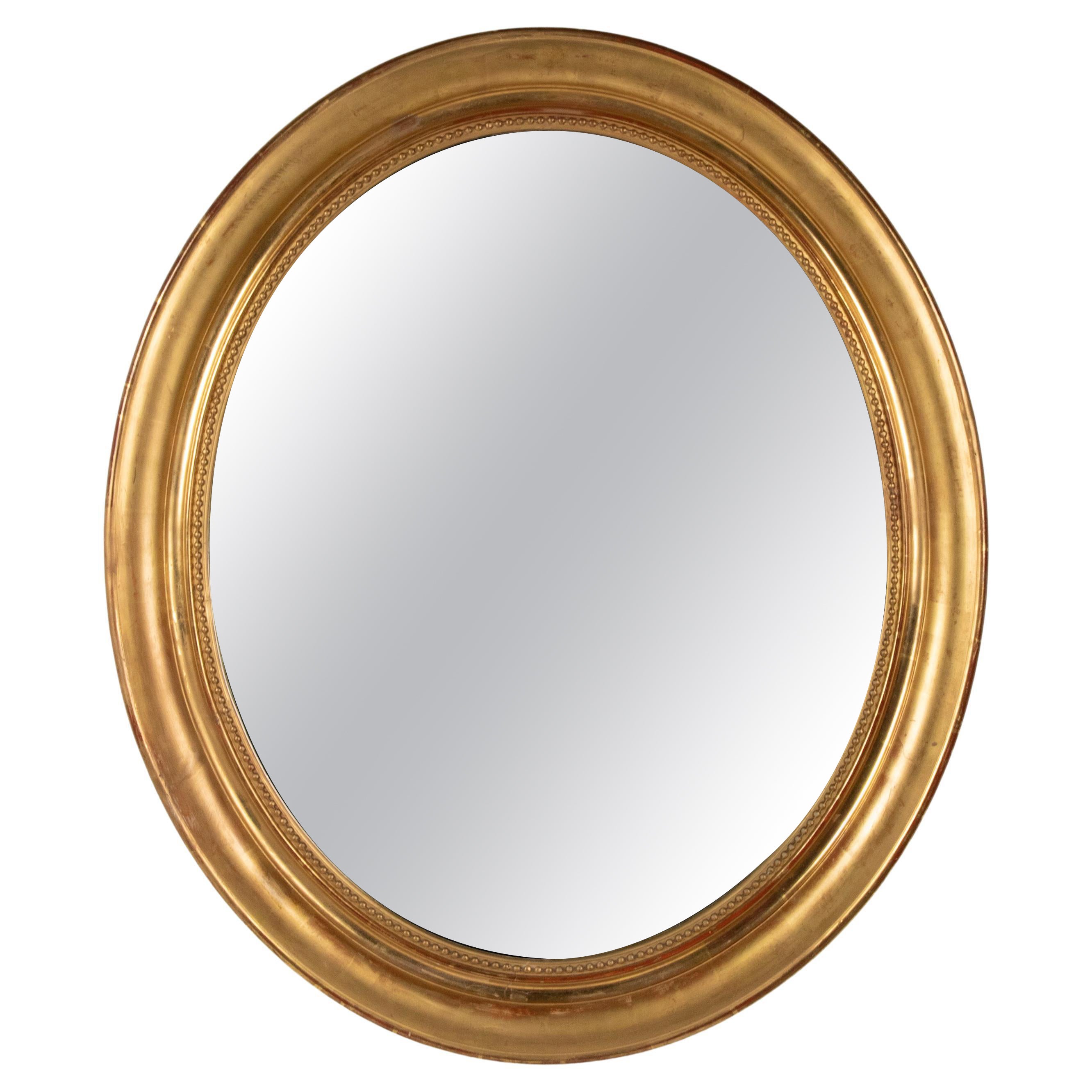 19th Century Louis Philippe Style Gold Leaf Oval Mirror