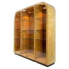 80s Henredon Arched Burl Wood Vitrine Display Cabinet