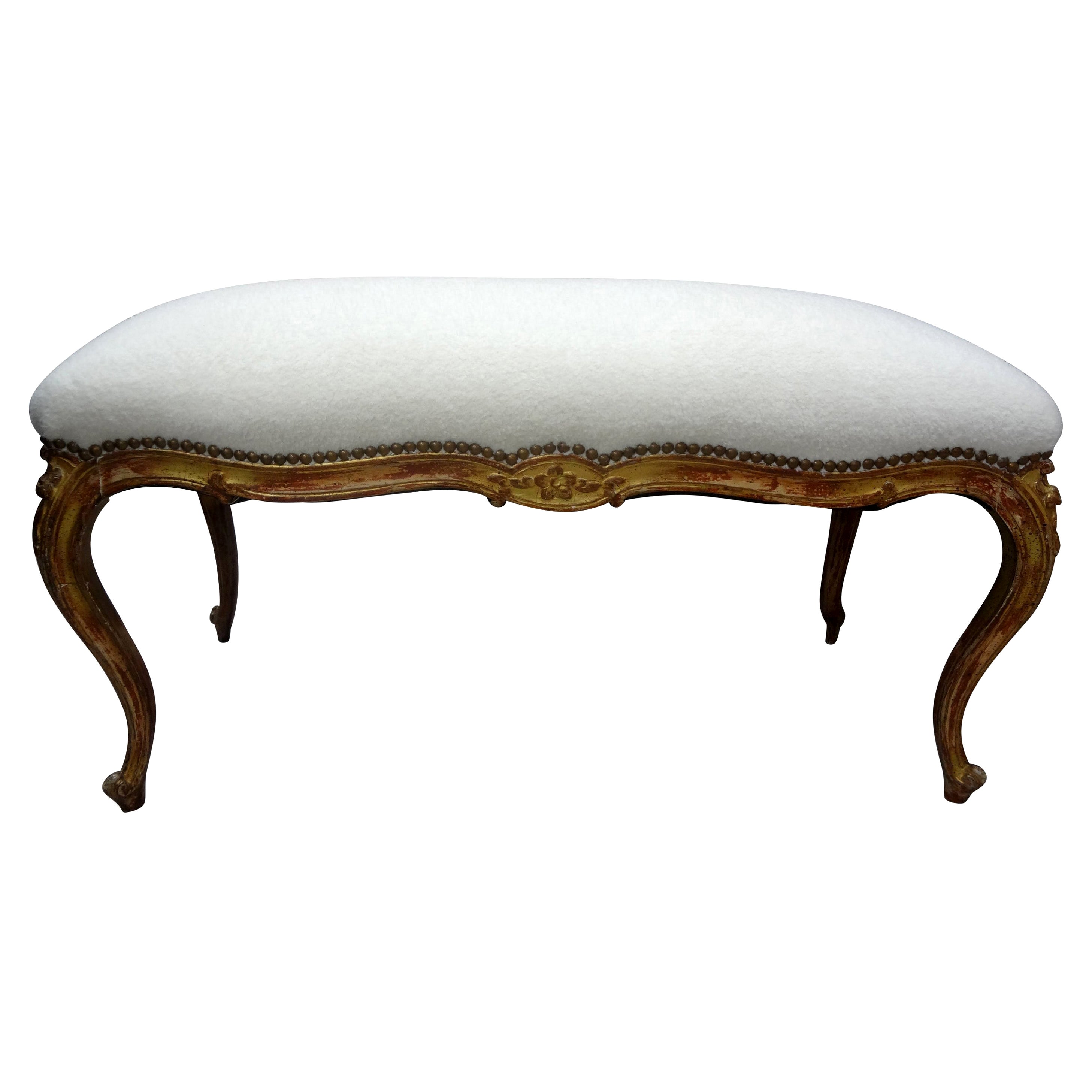 19th Century French Louis XV Style Giltwood Bench