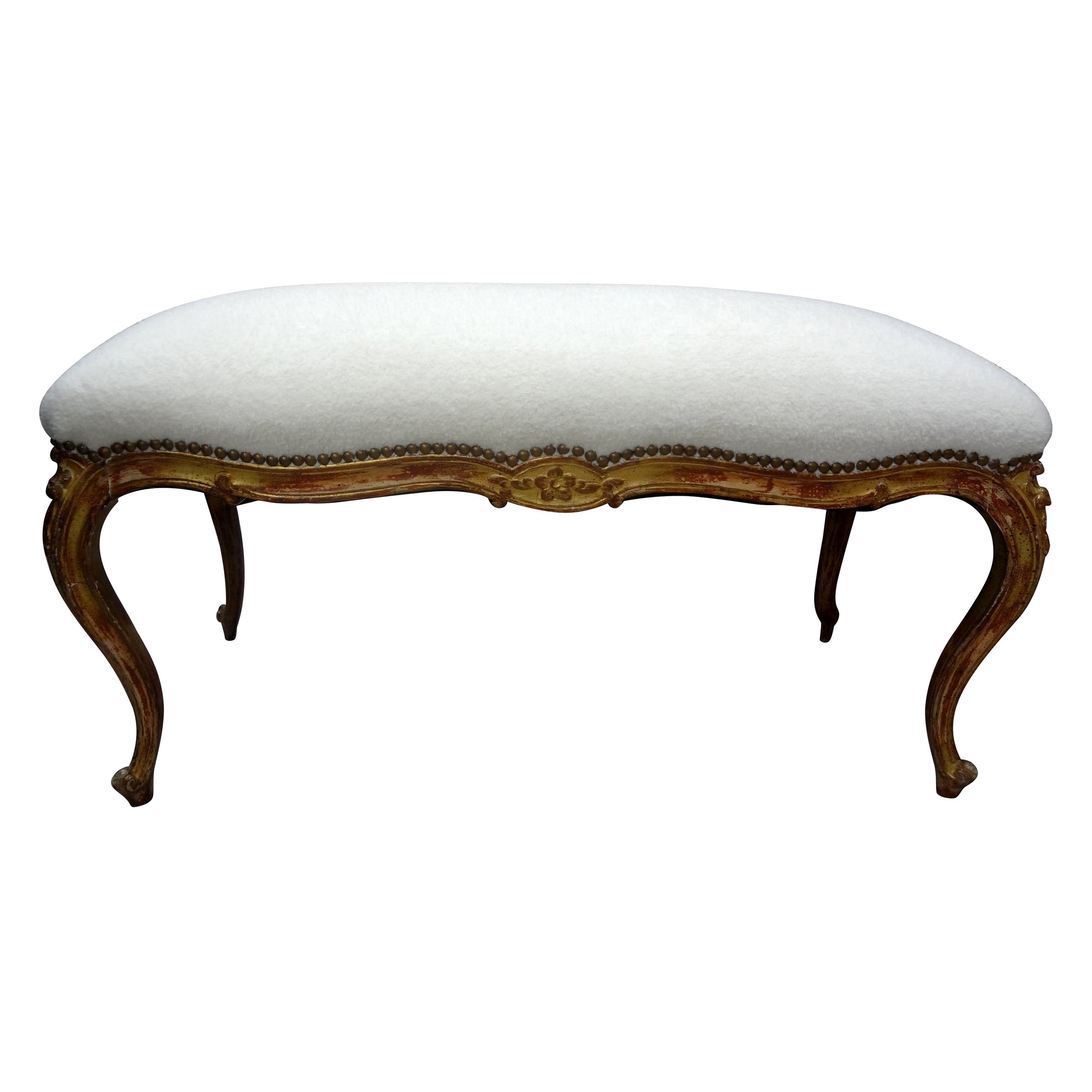 19th Century French Louis XV Style Giltwood Bench
