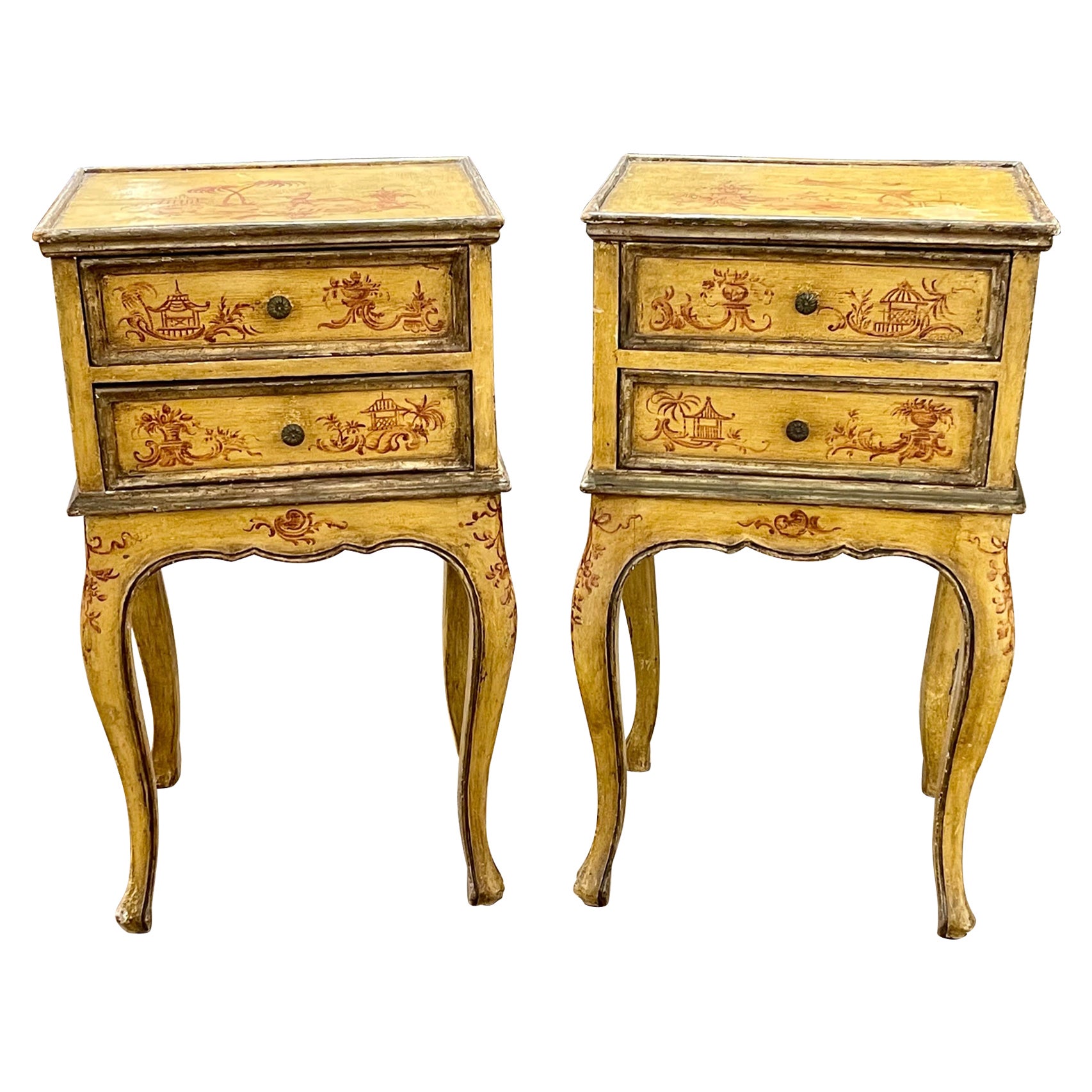 Pair of Italian Chinoiserie Side Tables For Sale