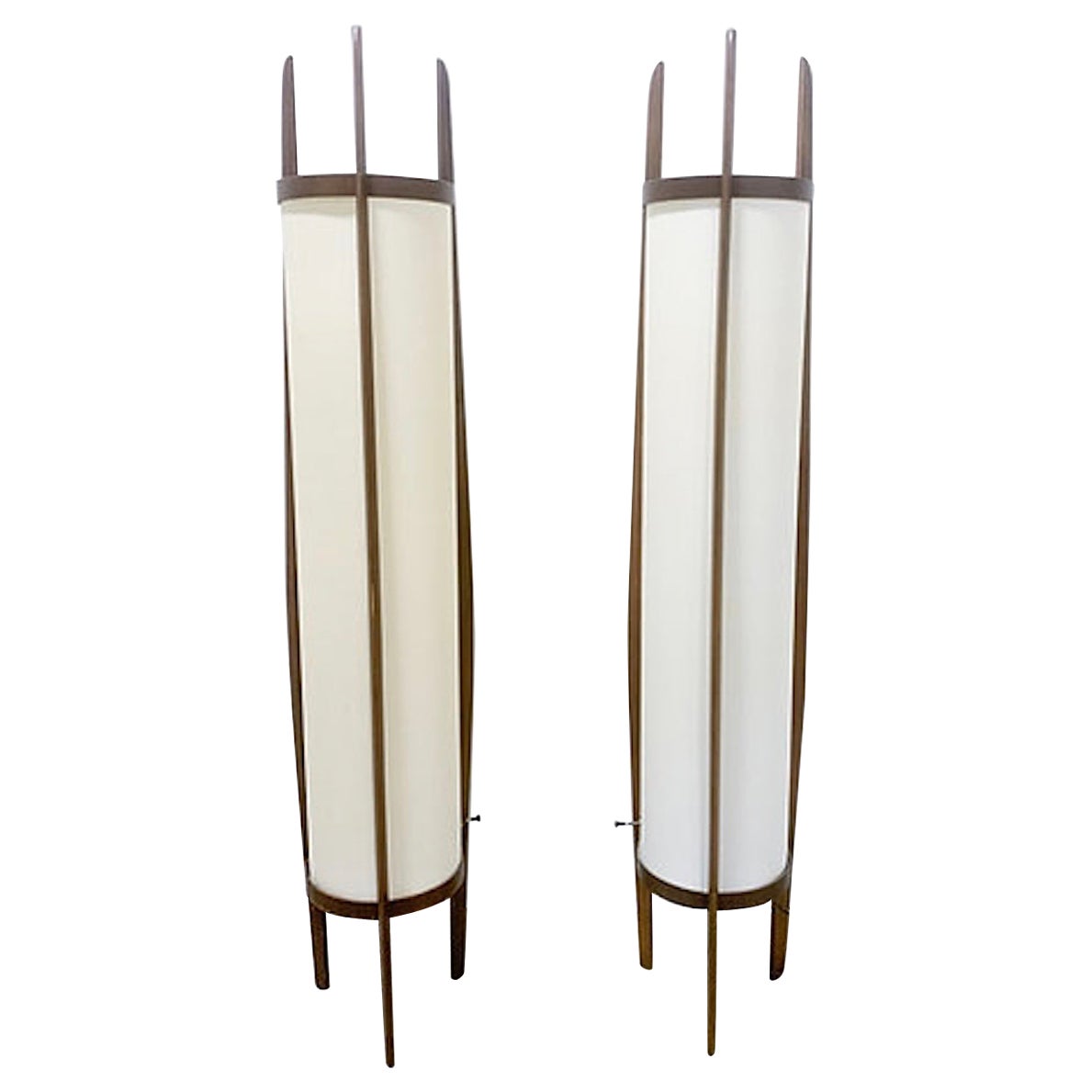 Six-Foot-Tall Walnut Modeline Lamps