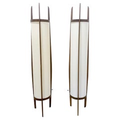 Six-Foot-Tall Walnut Modeline Lamps