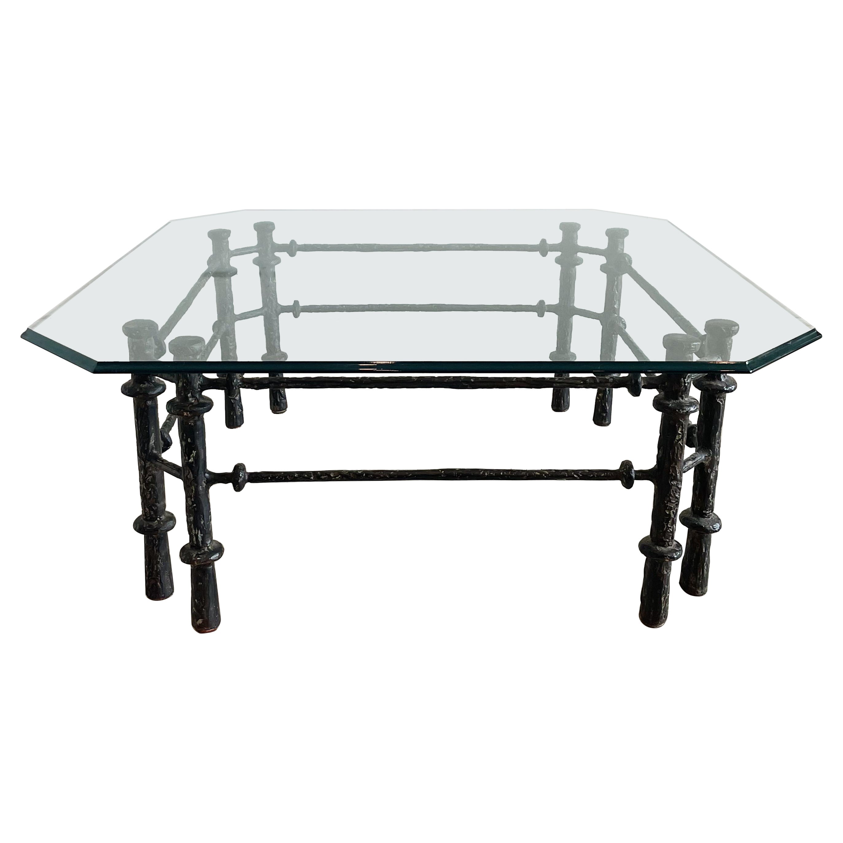 Giacometti Style Bronzed Aluminum Brutalist Cocktail Table