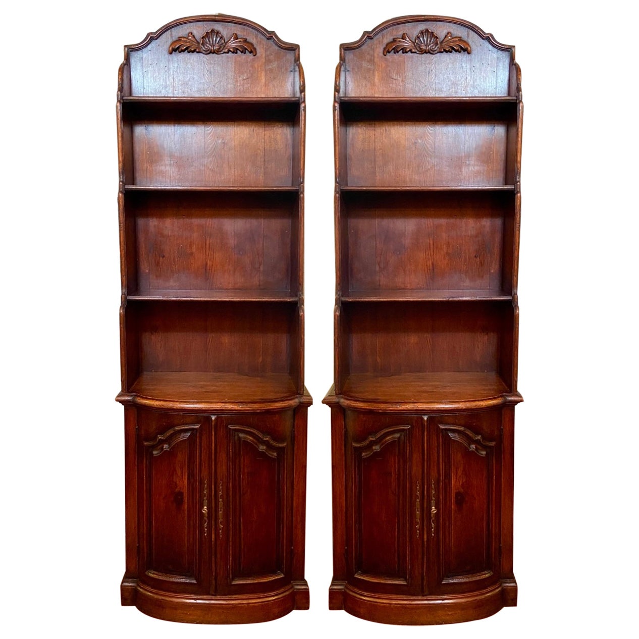 Pair Antique French Oak Cabinets, Circa 1910-1920