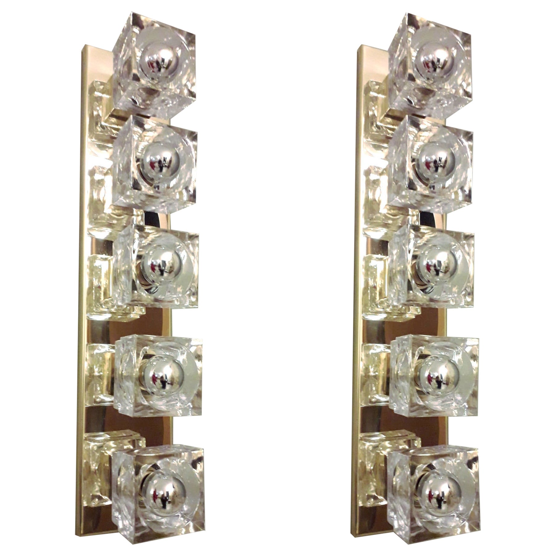 Pair of Cube Sconces / Flush Mounts, 2 Pairs Available