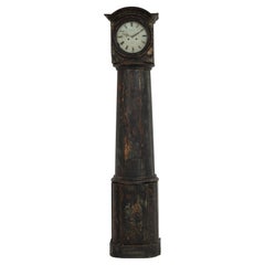 19th Century Swedish Pine Black Long Case Column Clock