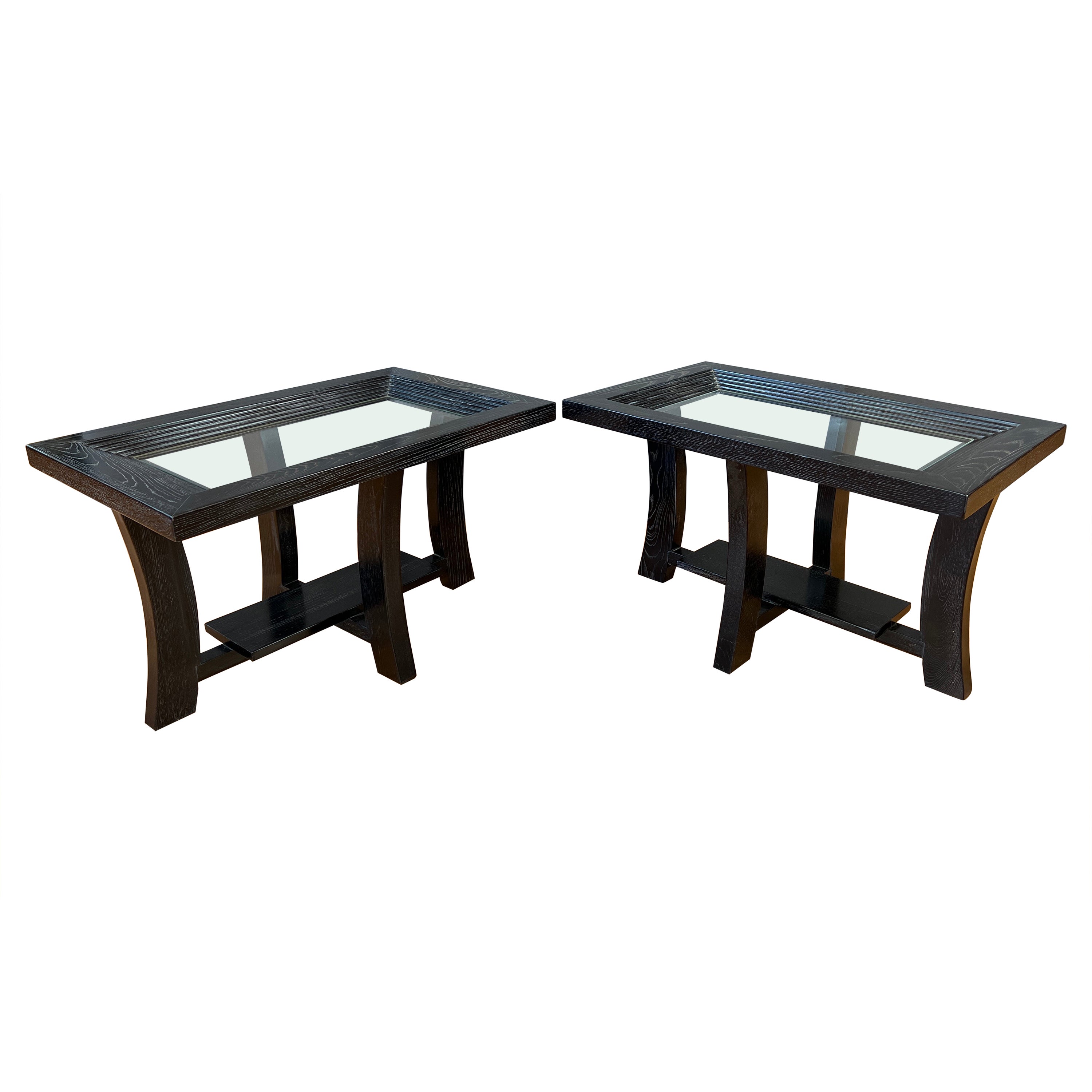 Pair Paul Frankl Ebonized Oak Side Tables For Brown Saltman