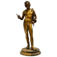 Antique Narcissus Bronze Sculpture After the Ancient