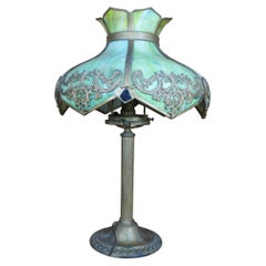 Antique Art Deco Miller Lamp Co. Arts & Crafts Stained Slag Glass ML 236