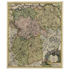 Antique Map of Duchy of Brabant Centered on Fortress of Louvain or Leuven, Belgium, 1720