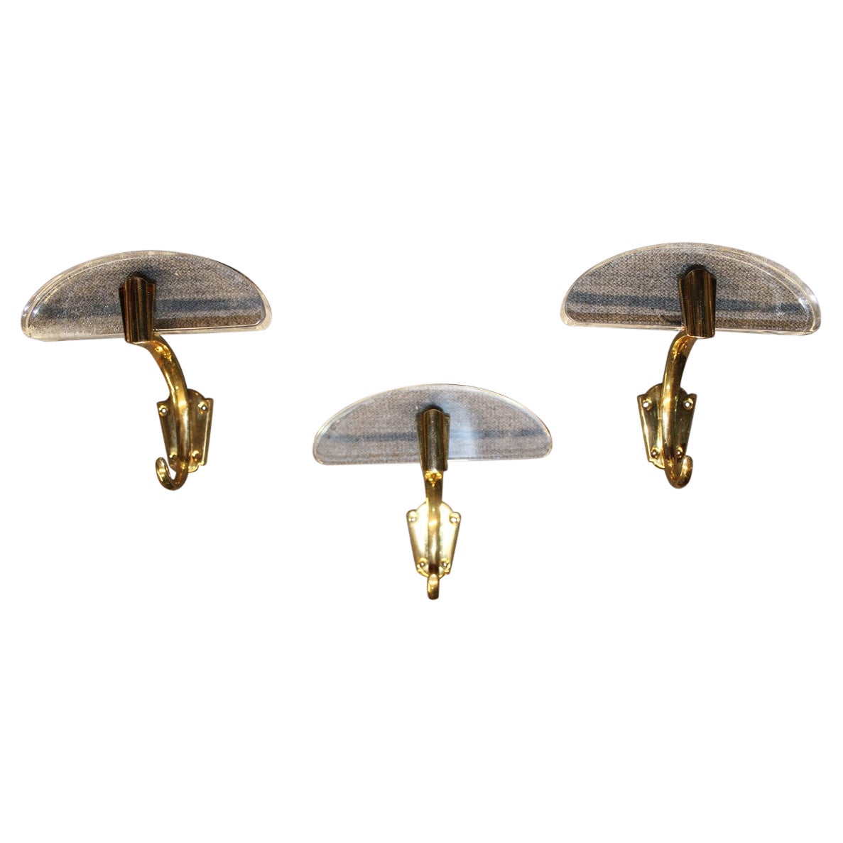 Coat Hangers in Lucite and Solid Brass Italian 1950s Mid Century Design For Sale
