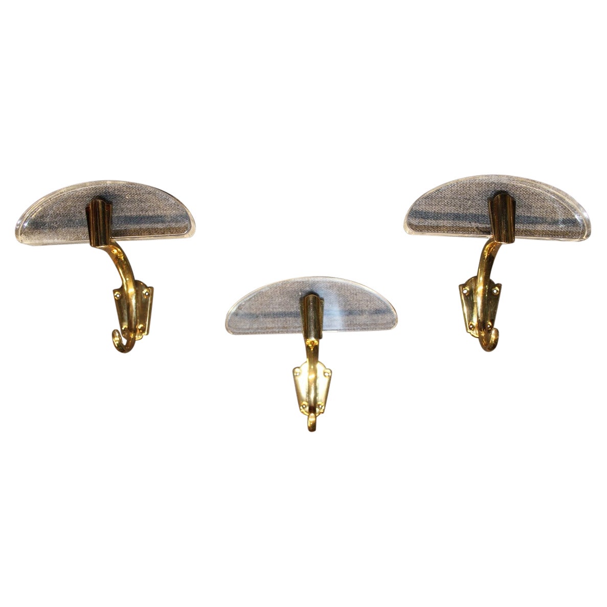 Coat Hangers in Lucite and Solid Brass Italian 1950s Mid Century Design